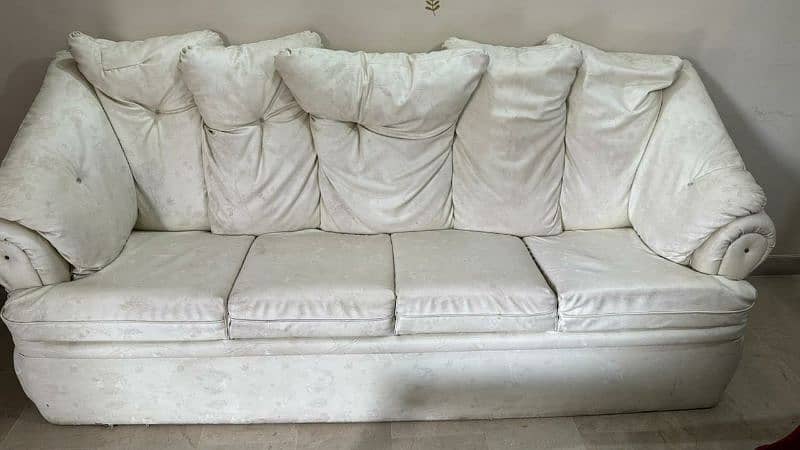 White 3 seater Leather Sofa 1