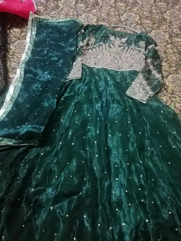 Bottle Green Organza Maxi 1