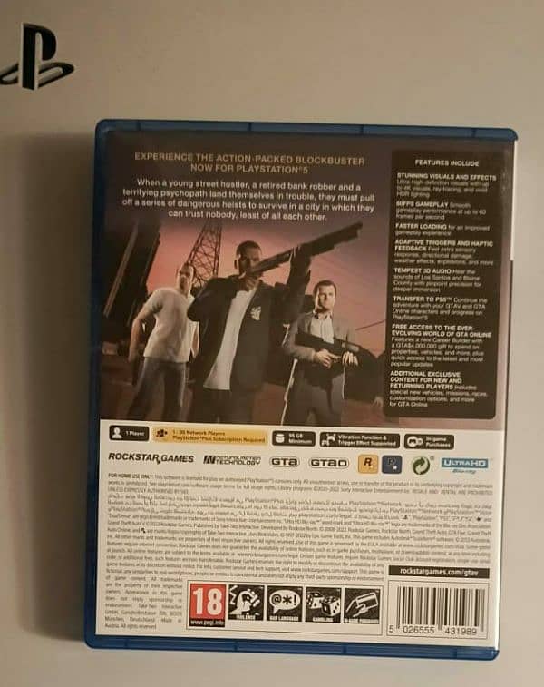 PS5/PS4 GTA5 game Blueray disc just like new 1