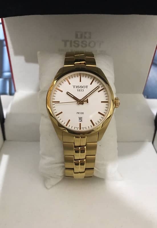 TISSOT-SWISS MADE-GOLD TONE-NEW ORIGINAL WATCH-WITH BOX & ACCESSORIES 2