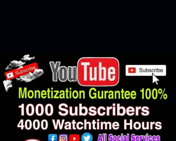 Youtube channel Monetization subscribers & watchtime hours 03298223701 2