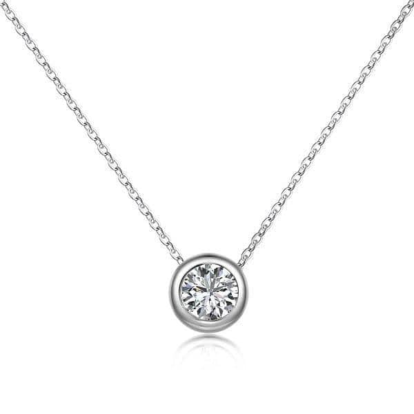 simple silver plated zircon pendant 0