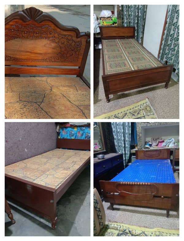 4 Single Beds Solid wood Different style 0