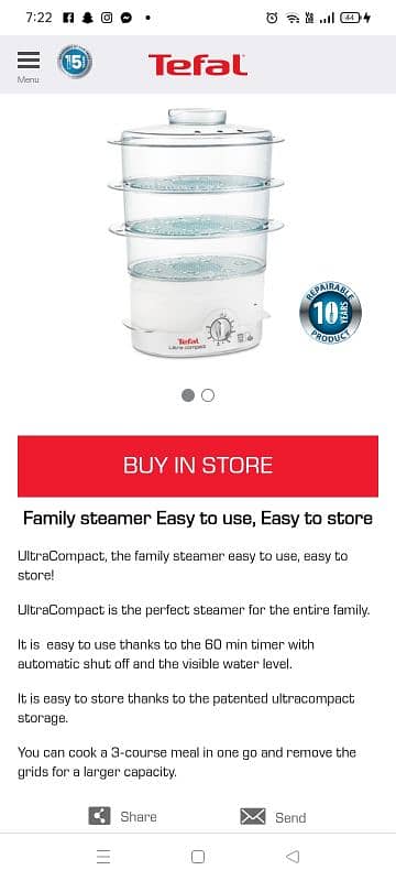 Tefal food steamer 1