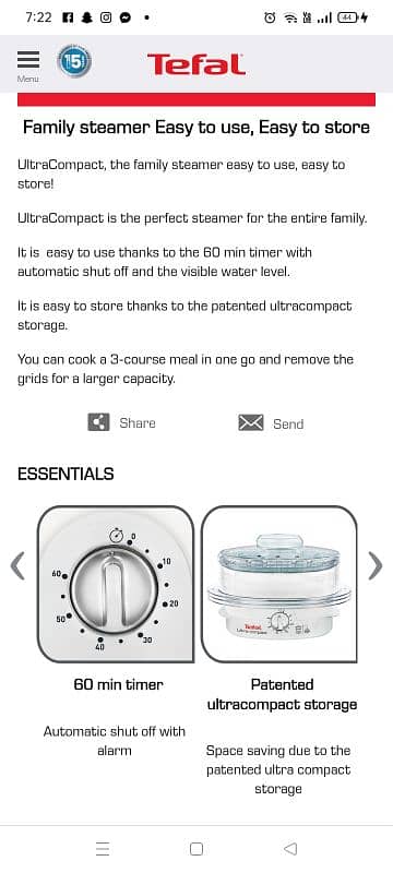 Tefal food steamer 2