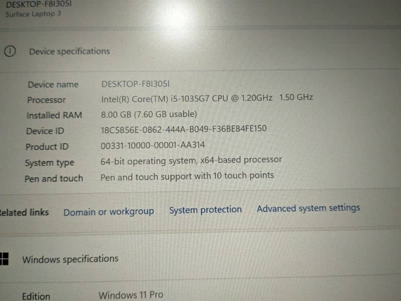 Microsoft Surface Laptop 3 Core i5 10th Generation 8GB RAM 256GB SSD 4