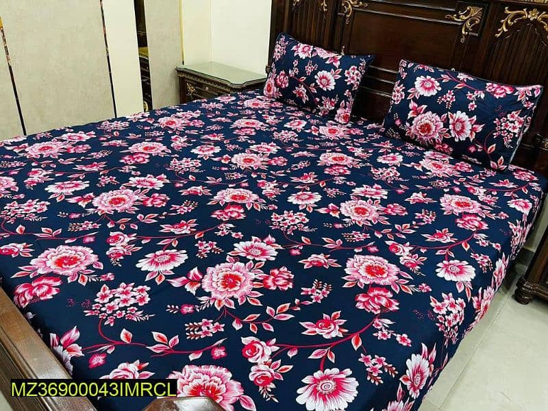 3 Pcs Crystal Cotton Double Bedsheet 0