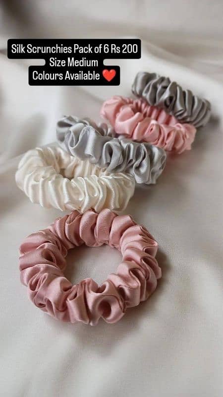 Pack Of 5 Silk Scrunchies and pack of 50 1