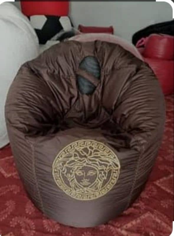 Black bean bag, bean bag sofa, Versach Bean Bag With Stool, 4