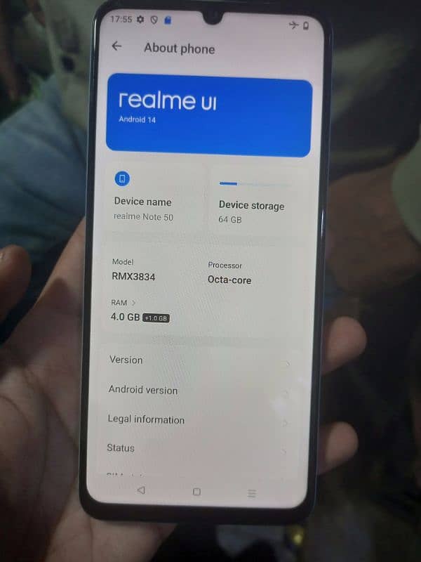 Realme Note 50 New condition 4GB 64GB seald pta aproved complete saman 4