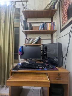 Computer table with 3 tier book rackes