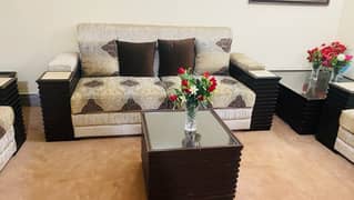 7 seater sofa set , 2 side tables and 1 big center table