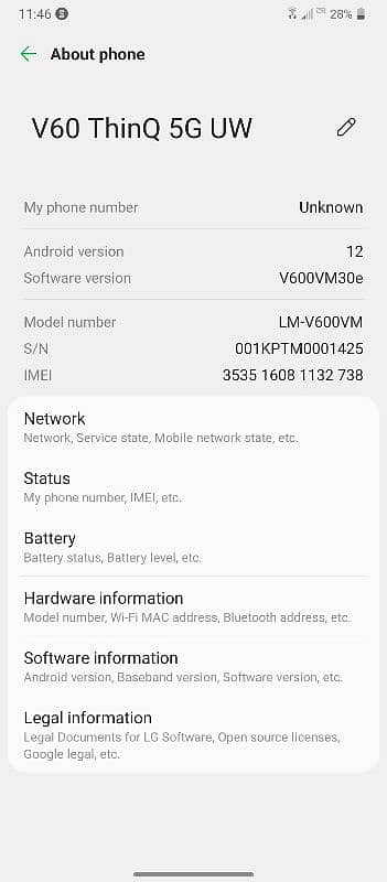 LG V60 thinq 5G PTA Approved 4