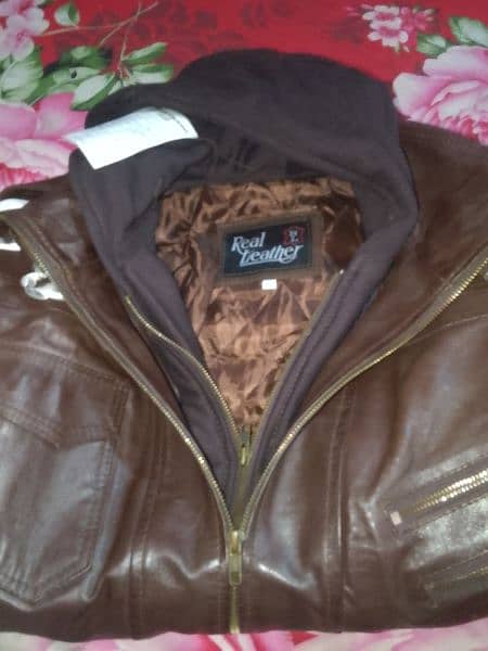 Leather Hoodie Jacket (Size 2XL) 3