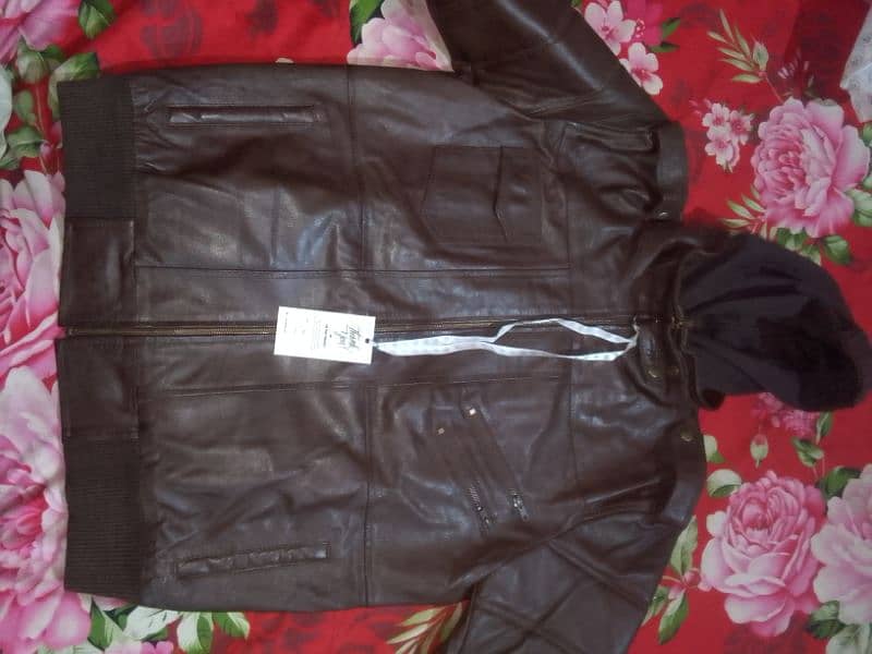 Leather Hoodie Jacket (Size 2XL) 4