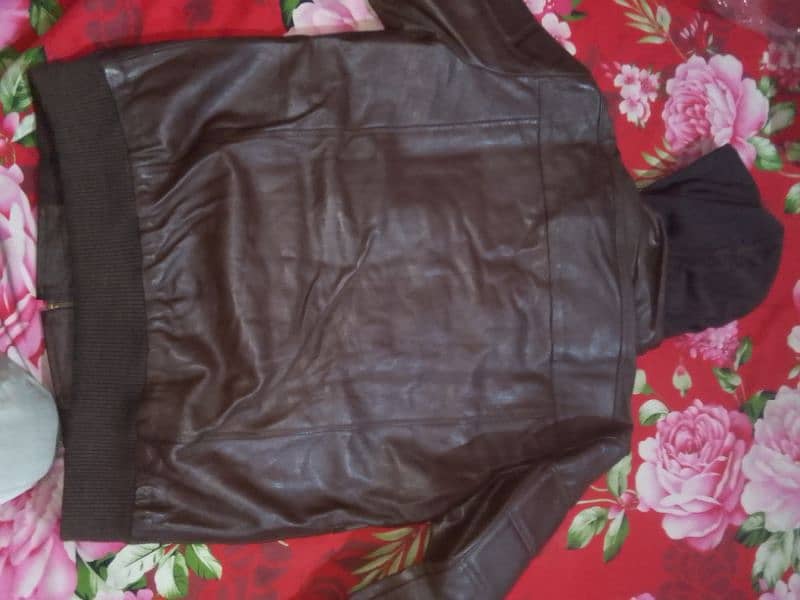 Leather Hoodie Jacket (Size 2XL) 5