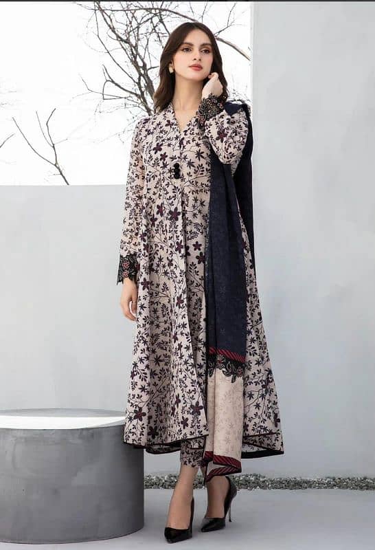 Ladies suit | 3 pcs suit | unstitch Suits | Karandi | Printed Suits 1