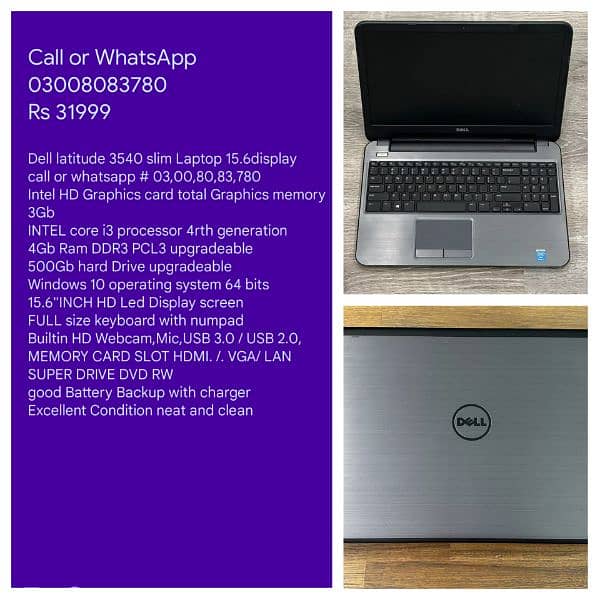 Dell 3150 Intel laptop 4gb ram 250Gb hard windows10 (6 hour btry tmg 5