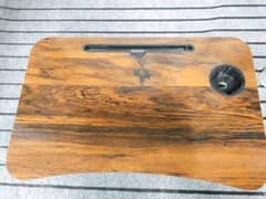 Brown wooden multi function table stand cup pen & tablet holder