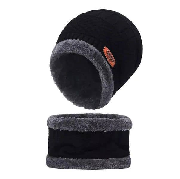 Winter Warmth Essentials: 2-Piece Wool Beanie & Neck Warmer Set 2