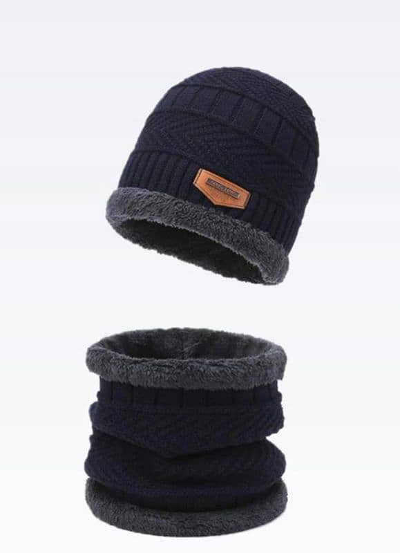 2 Pcs Wool Beanie And Neck Warmer 2