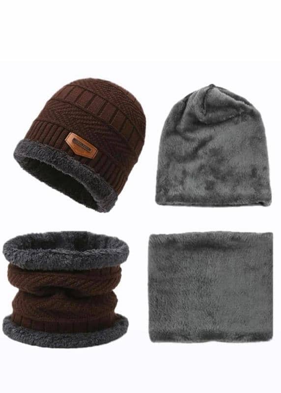 2 Pcs Wool Beanie And Neck Warmer 3