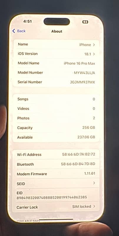 iphon 16 Pro Max 256GB JV 1