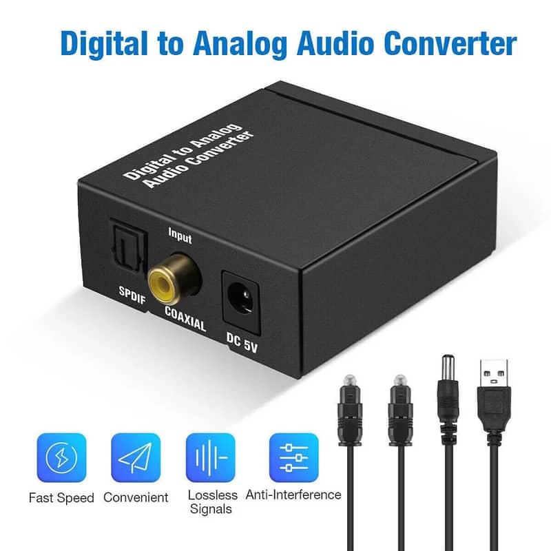 DAC Digital SPDIF Optical to Analog LR,RCA Converter Toslink Optical 0