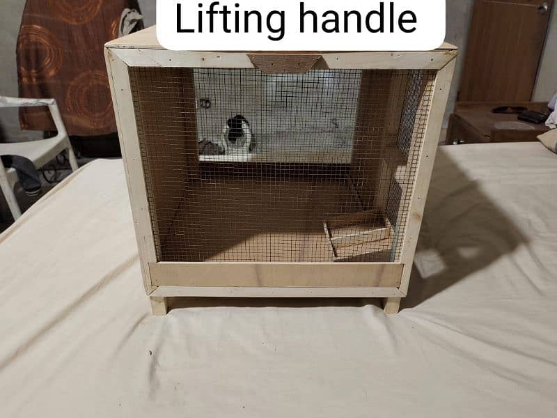 pure wooden birds cage h18 w18 d18 double safety lock lifting handle 2