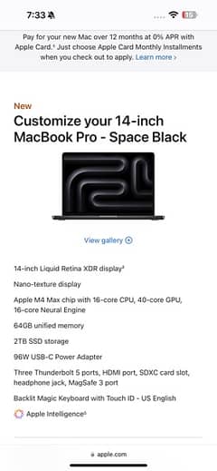 MacBook Pro 14” Nano Texture M4 Max 16 CPU 40 GPU Ram 64 SSD 2TB