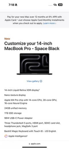 New MacBook Pro With Nano Texture Display M4 Pro Ram 24 SSD 1TB