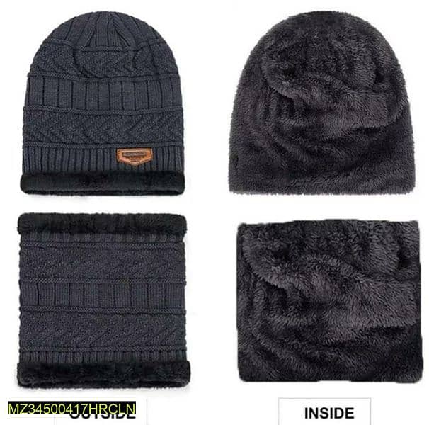 Beanie Wool Cap With Neck Warmer 2