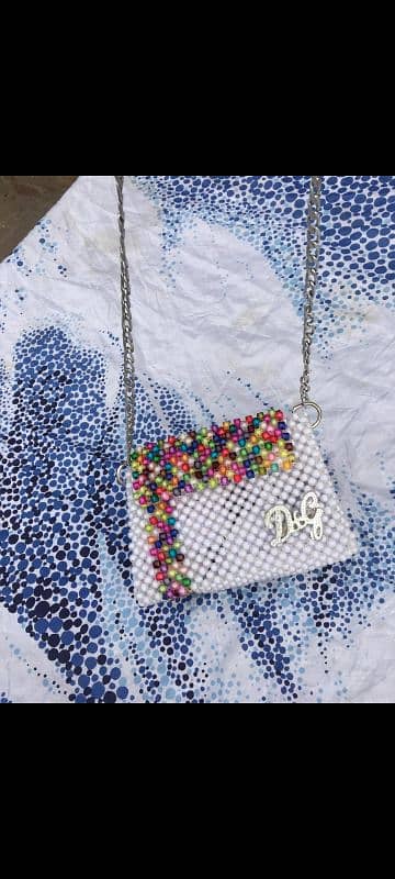 white multi colour beaded bag 50% off urgent sell 2