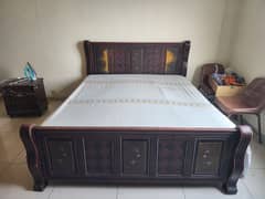 Double Bed King Size with Two Side Tables and Spring Mattress