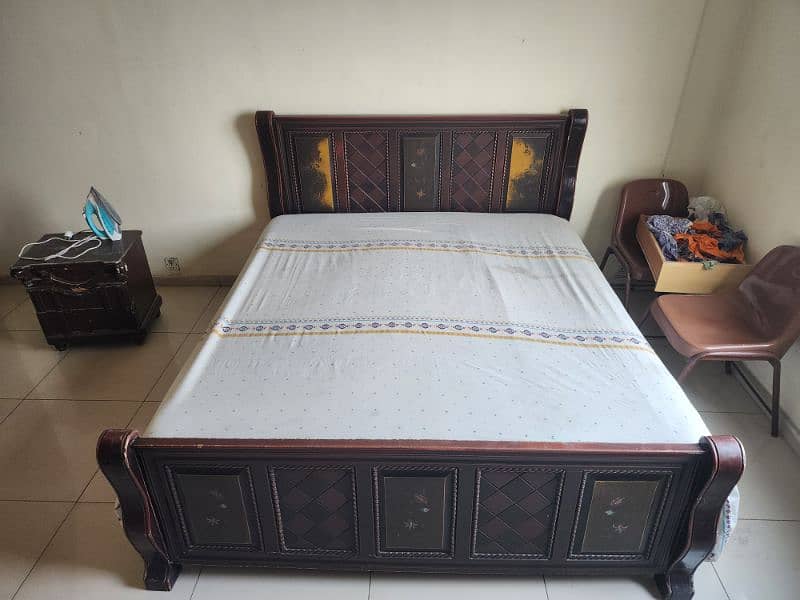 Double Bed King Size with Two Side Tables and Spring Mattress 2