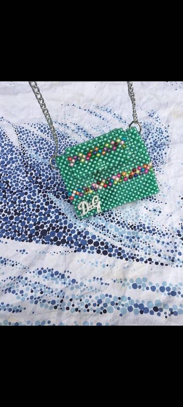 Sea green colour beaded bag 50% off urgent sell 2