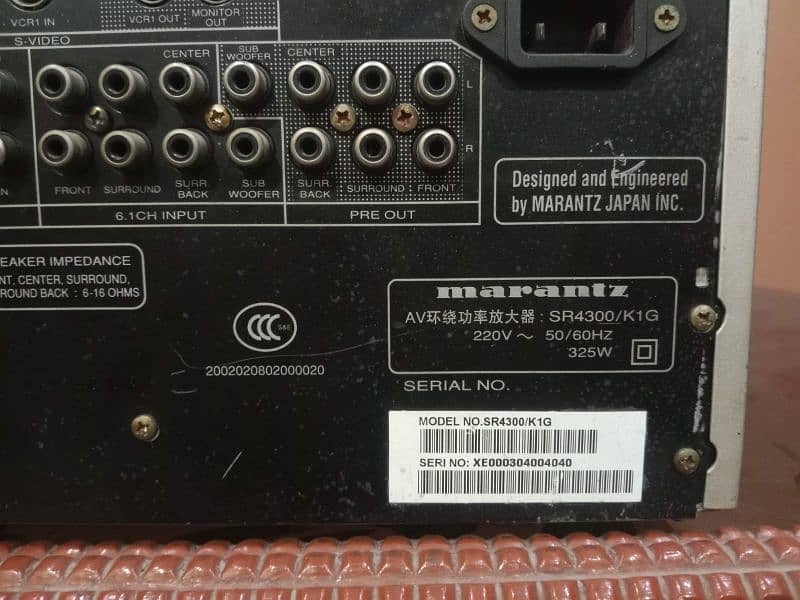 maraniz amplifier model SR4300,220v,325w,with remote 5