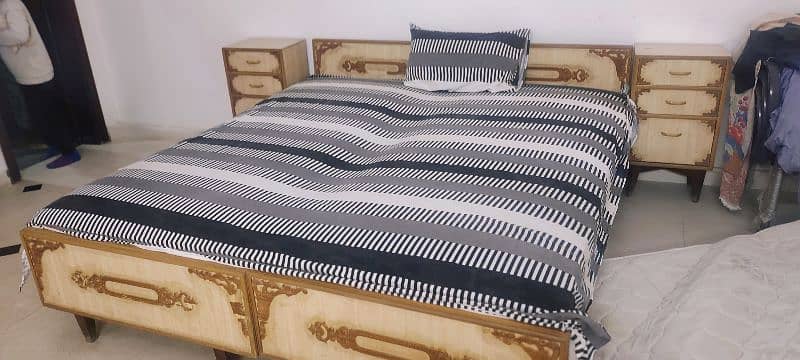 2 single bed set with mattress , 2 side table and 1 dressing table 1