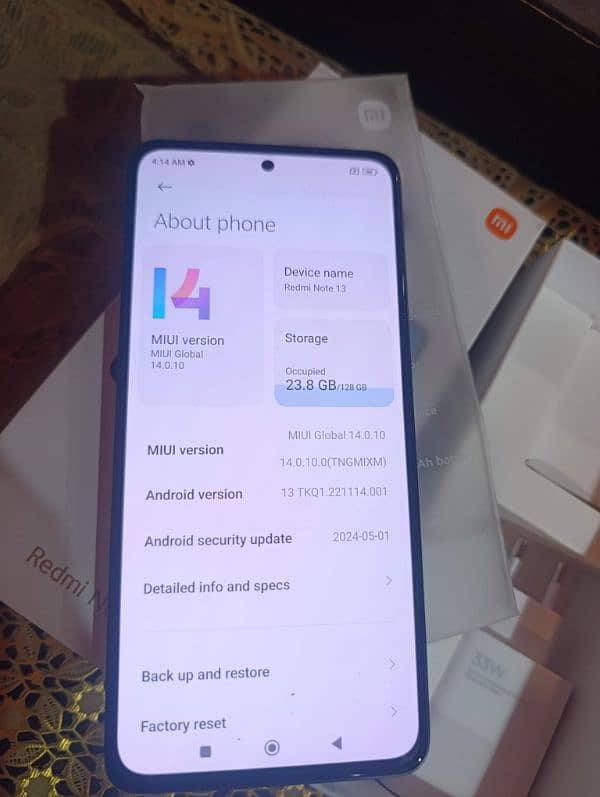 Redmi Note 13 Non PTA condition new. full box for sale. imported UAE 4