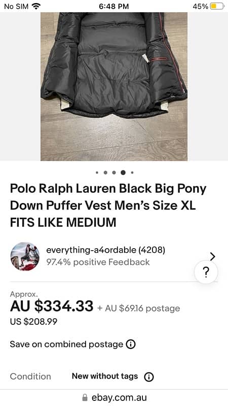 Polo Ralph Lauren big pony down puffer jacket 10