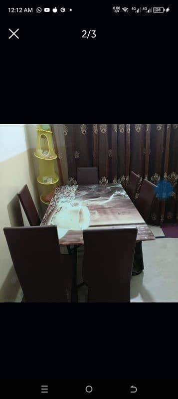 Six seater dining table iron and glass 0