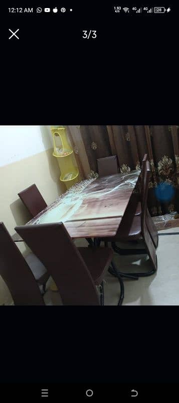 Six seater dining table iron and glass 2