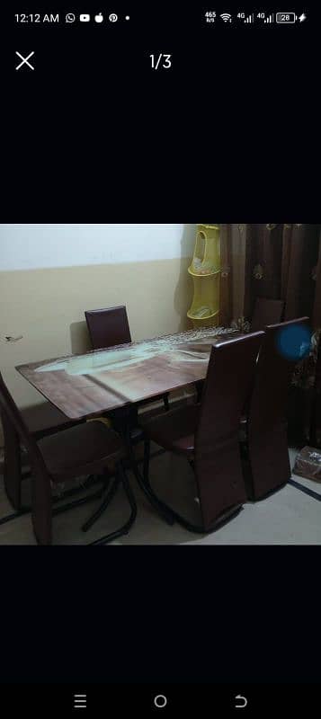 Six seater dining table iron and glass 3