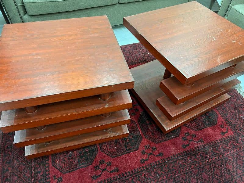 Heavy Wood Side Tables And Console Table 0