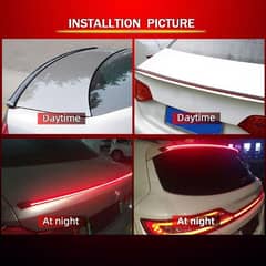 universal rear car spoiler led kit light trunk lip