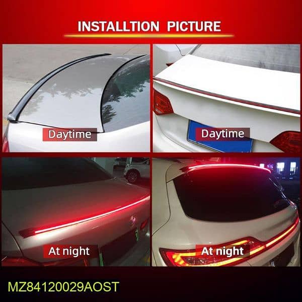 universal rear car spoiler led kit light trunk lip 1