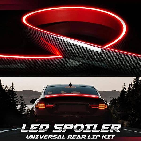 universal rear car spoiler led kit light trunk lip 3