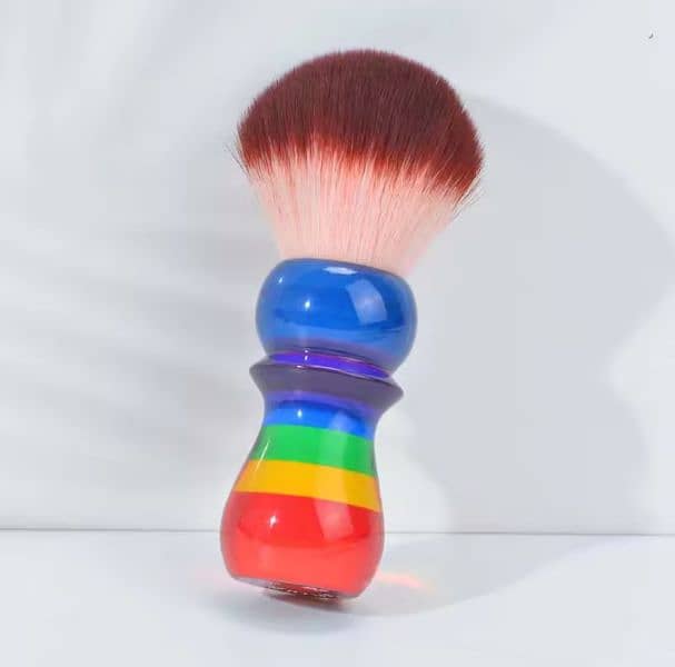 Yaqi 26mm Rainbow Handle Red Tip Synthetic Hair Shaving Brush 2