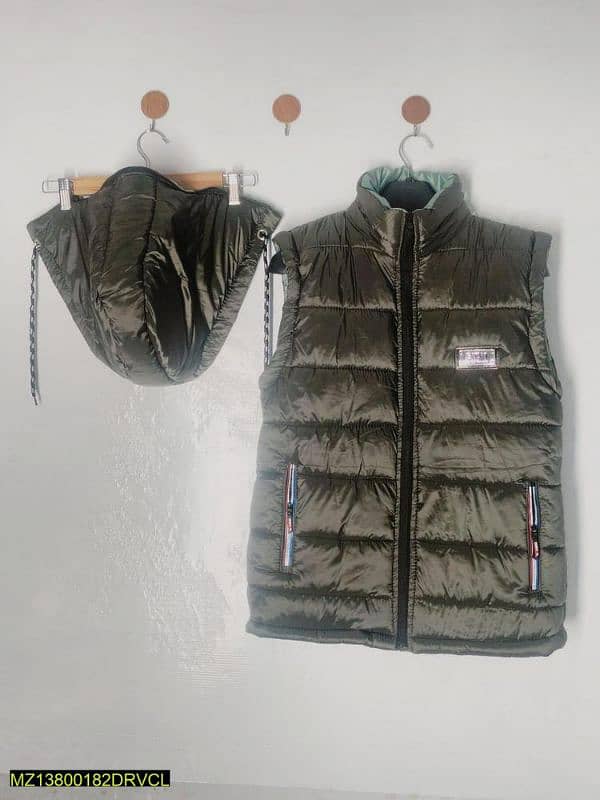 1 PCs men sleeveless stitched parachute quilted puffer jacket 2