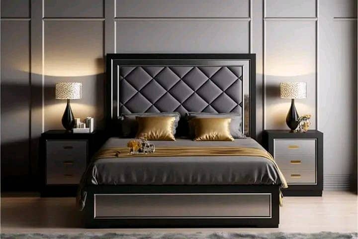 bed / bed set / wooden bed set / dressing table / king size bed set 1